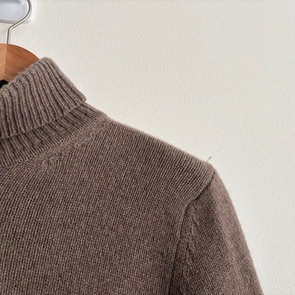 $595 PATRICK ASSARAF Light Brown/ Taupe Turtleneck Cashmere Sweater Italy -Large - Picture 5 of 6